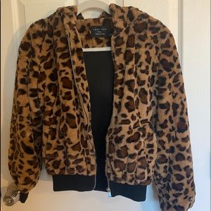 Leopard print fur coat